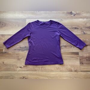 J. McLaughlin Rich Purple 3/4 Sleeve Nylon/Spandex Top